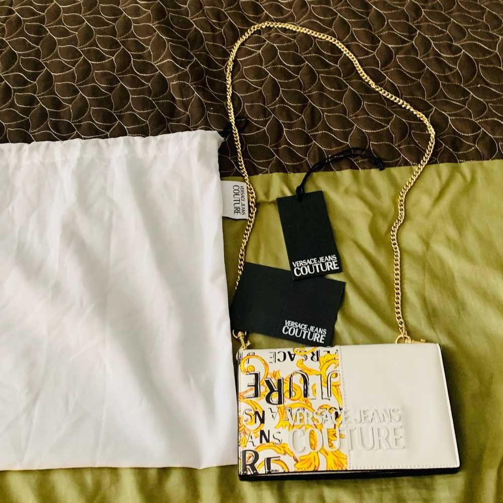 Versace Jeans Collection White and Yellow Crossbody Bag